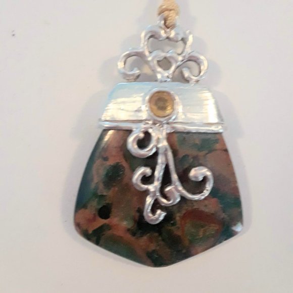 Sterling Silver Jasper & Citrine Pendant - Picture 2 of 3
